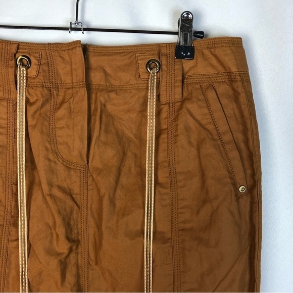 Etcetera Vintage Y2K Orange Nylon Knee Length Pencil Skirt 4 - Picture 3 of 4